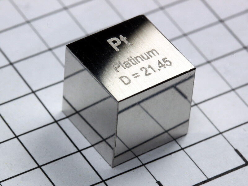 Solid Platinum metal density cube ultra precision 21.45 grams  - 99.99% purity