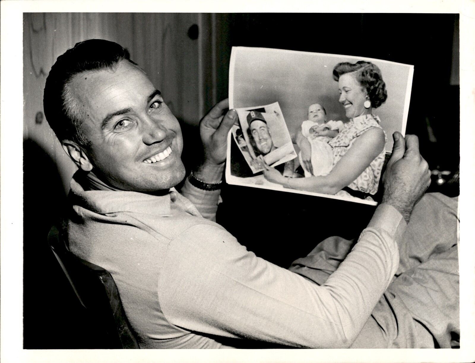 LD288 1955 Original Herb Scharfman Photo LOS ANGELES DODGERS DUKE SNIDER NEWBORN