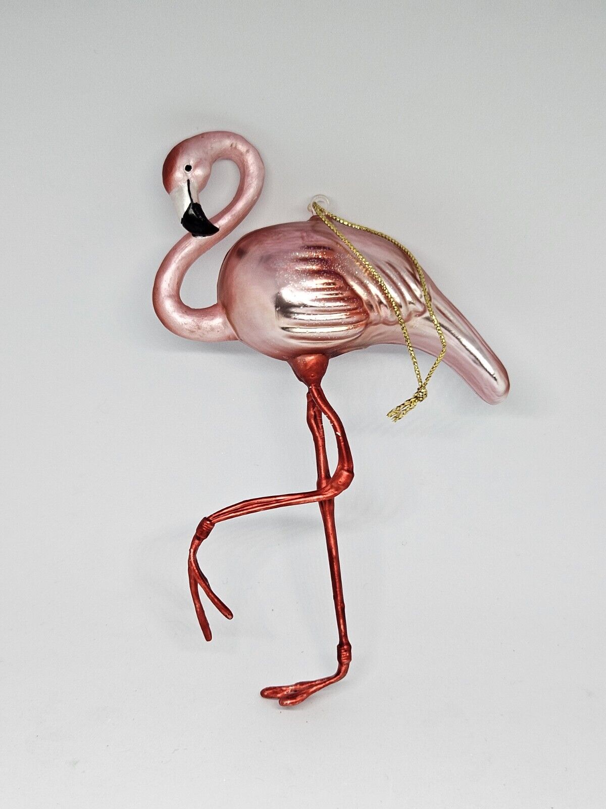 Vintage Hand Blown Glass Pink Flamingo Christmas Ornament 5\