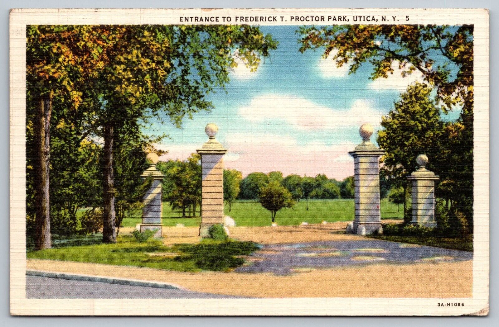 Postcard Entrance to Frederick T. Proctor Park Utica New York USA