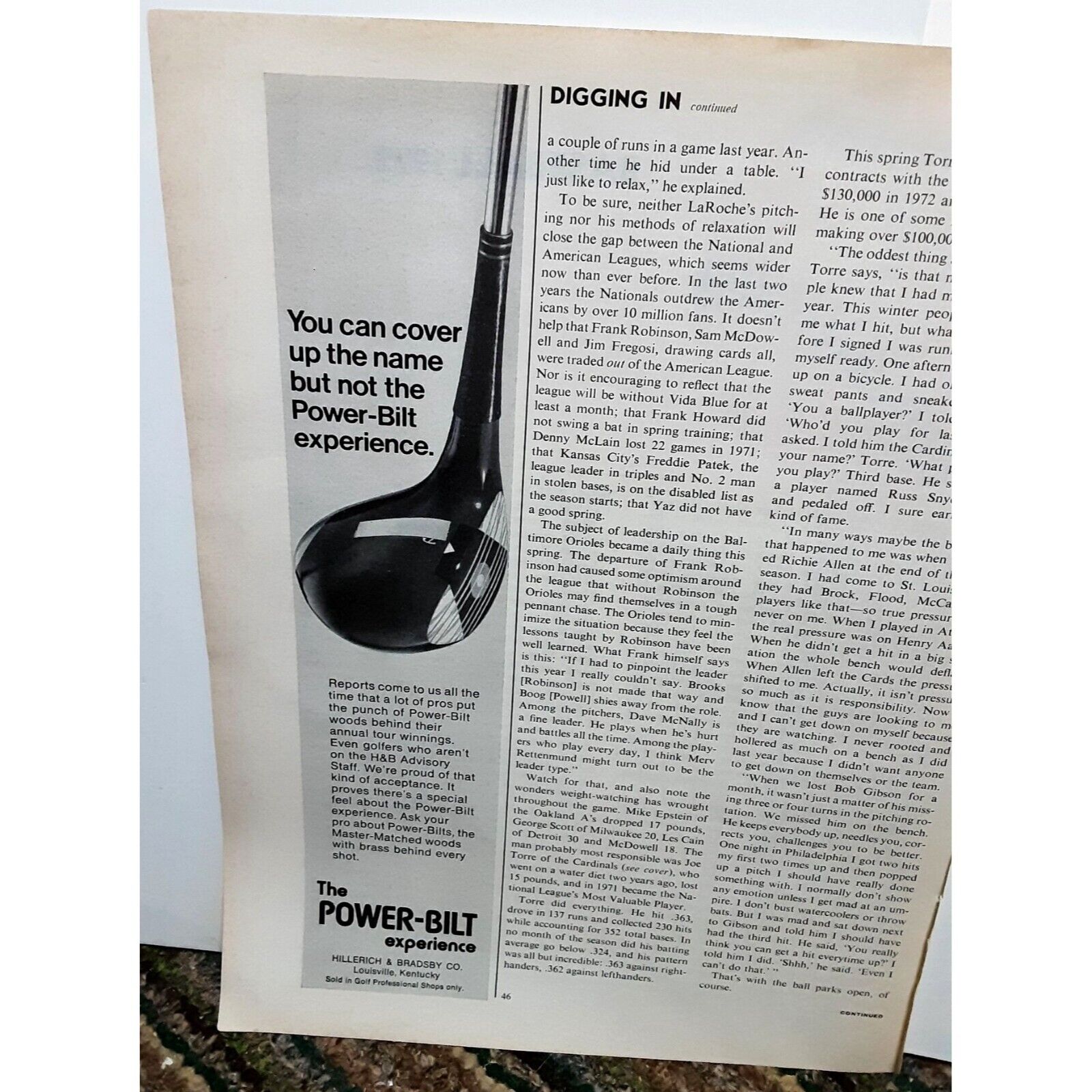 1972 Hillerich Bradsby Co Power Bilt Golf Club Print Ad vintage 70s