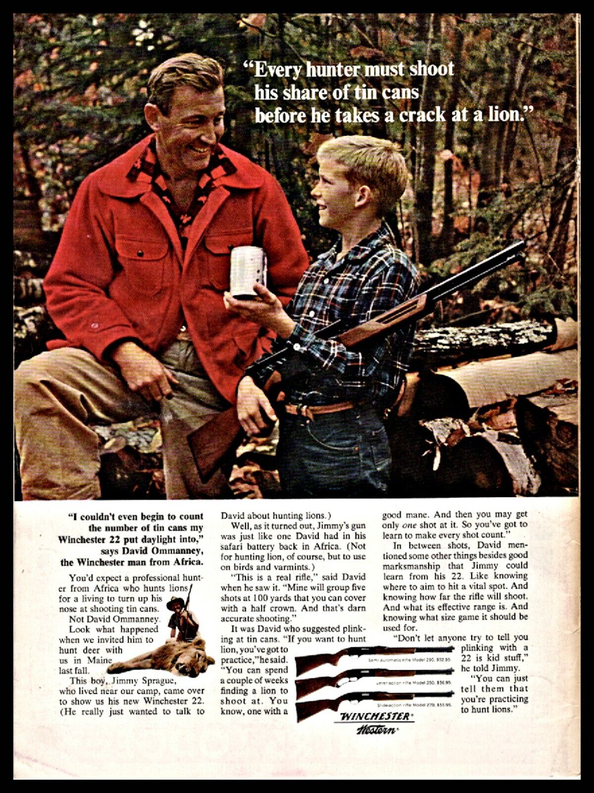 1965 WINCHESTER Model 290..250..270 .22 Rifle Father and Son PRINT AD