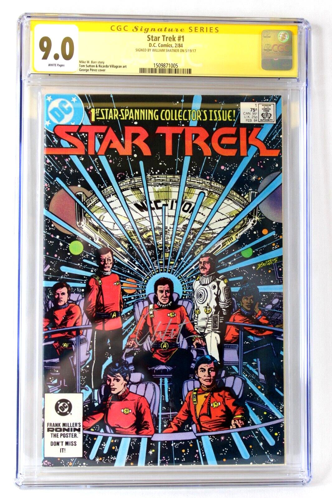 Star Trek #1 CGC 9.0 Signature Series Signed William Shatner 1984 DC Comics