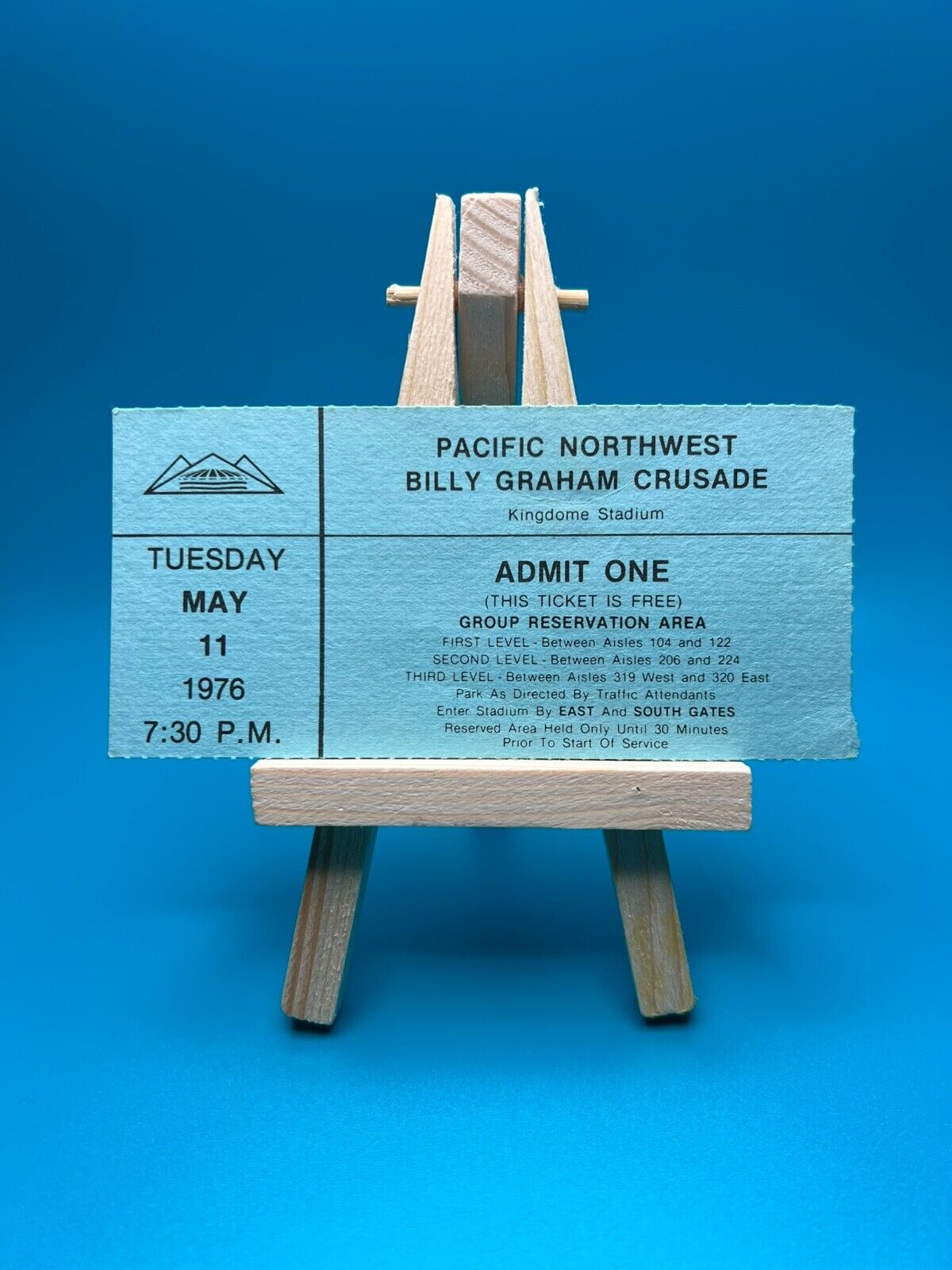 Billy Graham Crusade Ticket Stub 1976 Seattle WA-RARE