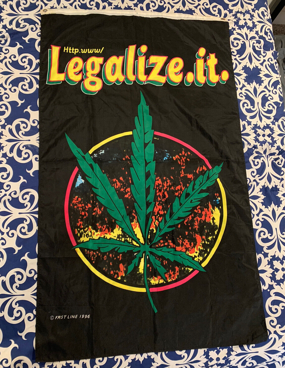 Vintage 1996 Legalize It Marijuana Weed Flag 5\'x3\'