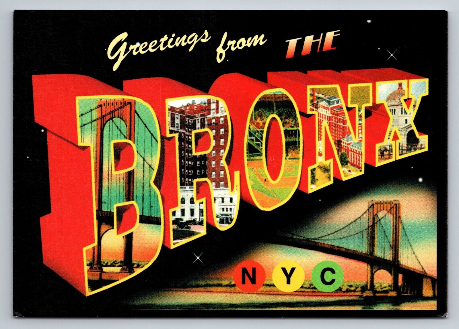 Greetings From The Bronx New York City Vintage Unposted Postcard