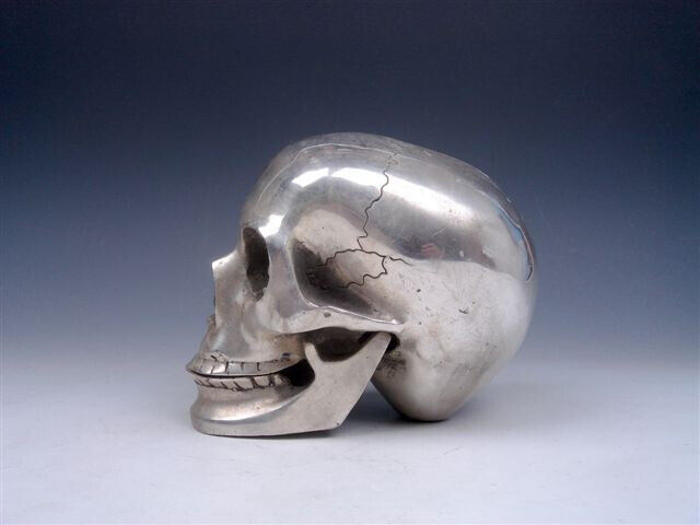 Vintage Fine Copper LARGE Human Skull Skeleton w/ Flexible Jaw Awesome Decor