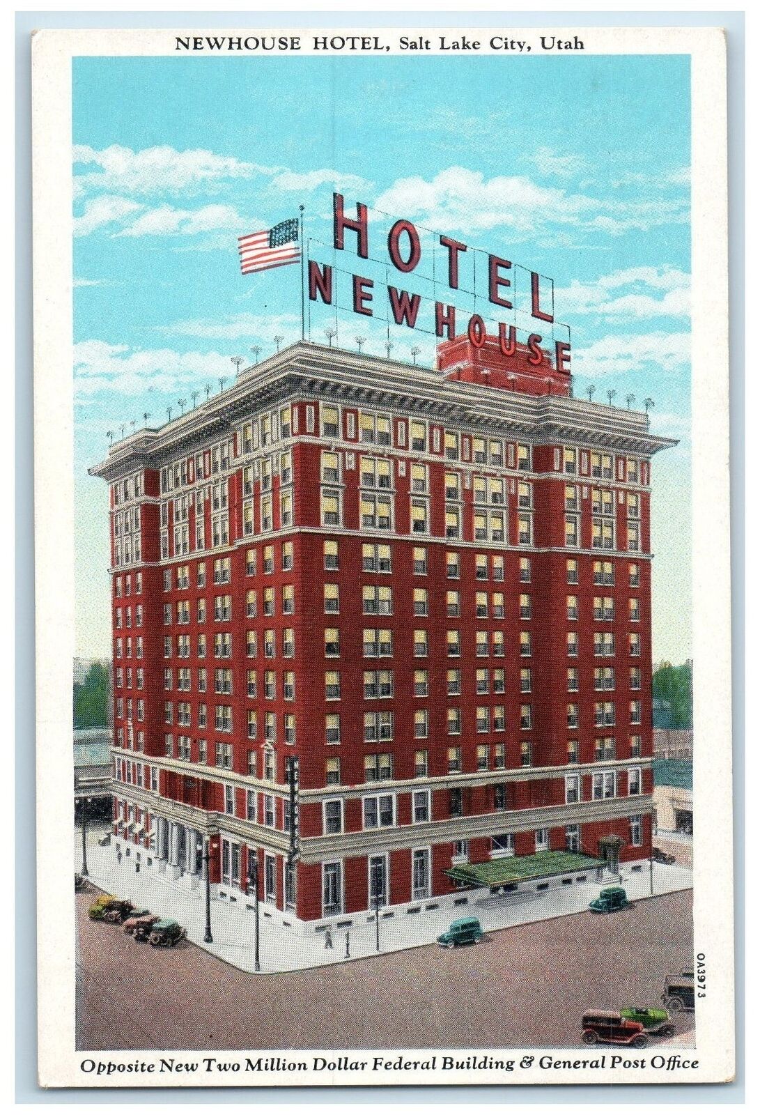1940\'s Newhouse Hotel Exterior Roadside Salt Lake City Utah UT Unposted Postcard