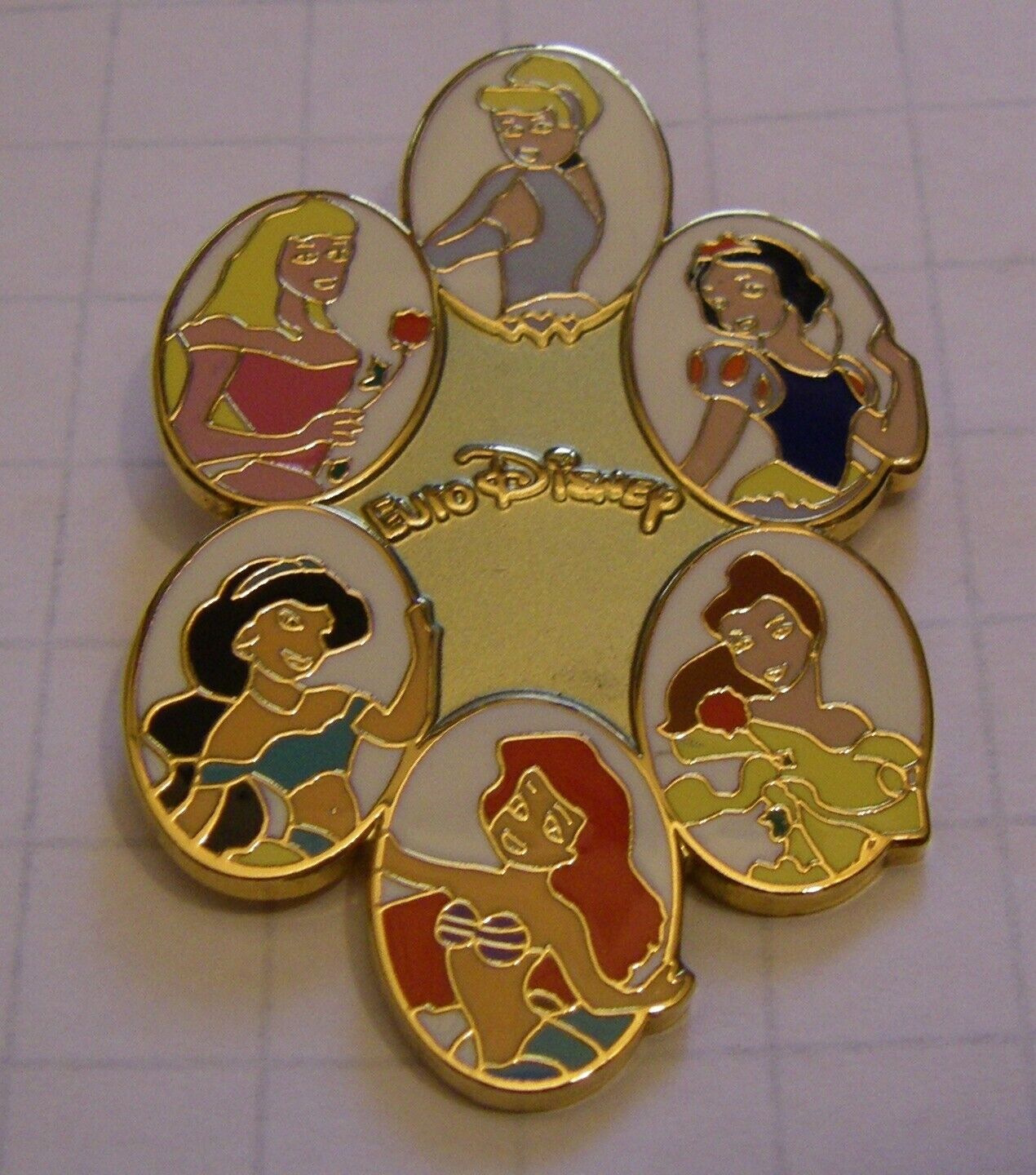Disney 6 Princesses 92 Snow White Cinderella Aurora Ariel Belle Jasmine Euro PIN