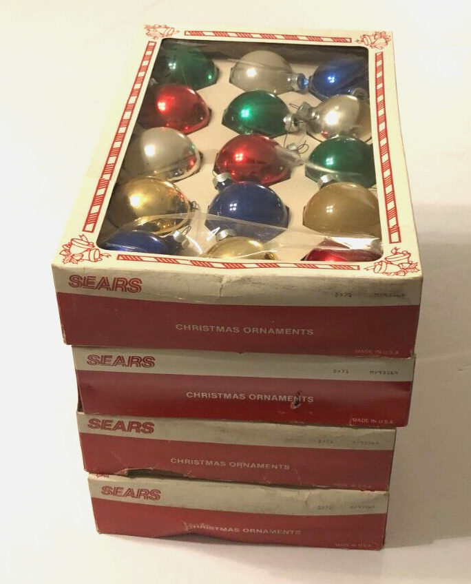 Sears Vintage 15 Pack Christmas Tree Ornaments MY93564 Mixed Colors 2 1/4 In.