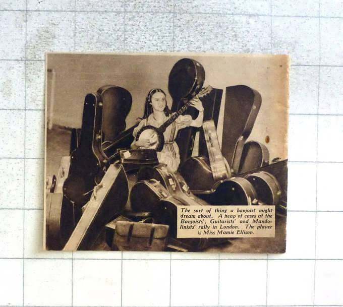 1936 Miss Maimie Ellison Playing Her Banjo On Heap Of Cases Mandolin Rally