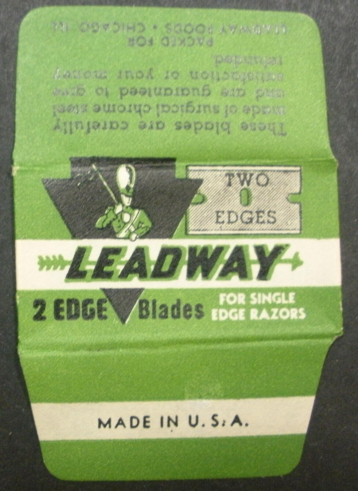 Vintage Razor Blade LEADWAY 2-Edge for SE Razors Drum Major  - RARE