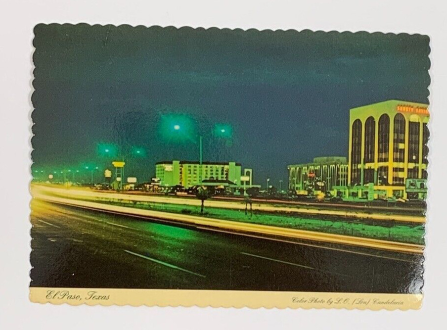 Interstate 10 looking East on Gateway West Dusk in El Paso Texas Postcard