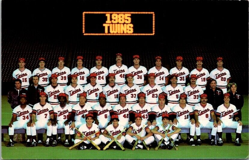 Postcard 1985 Minnesota Twins Baseball Team Minneapolis Minnesota Puckett O165