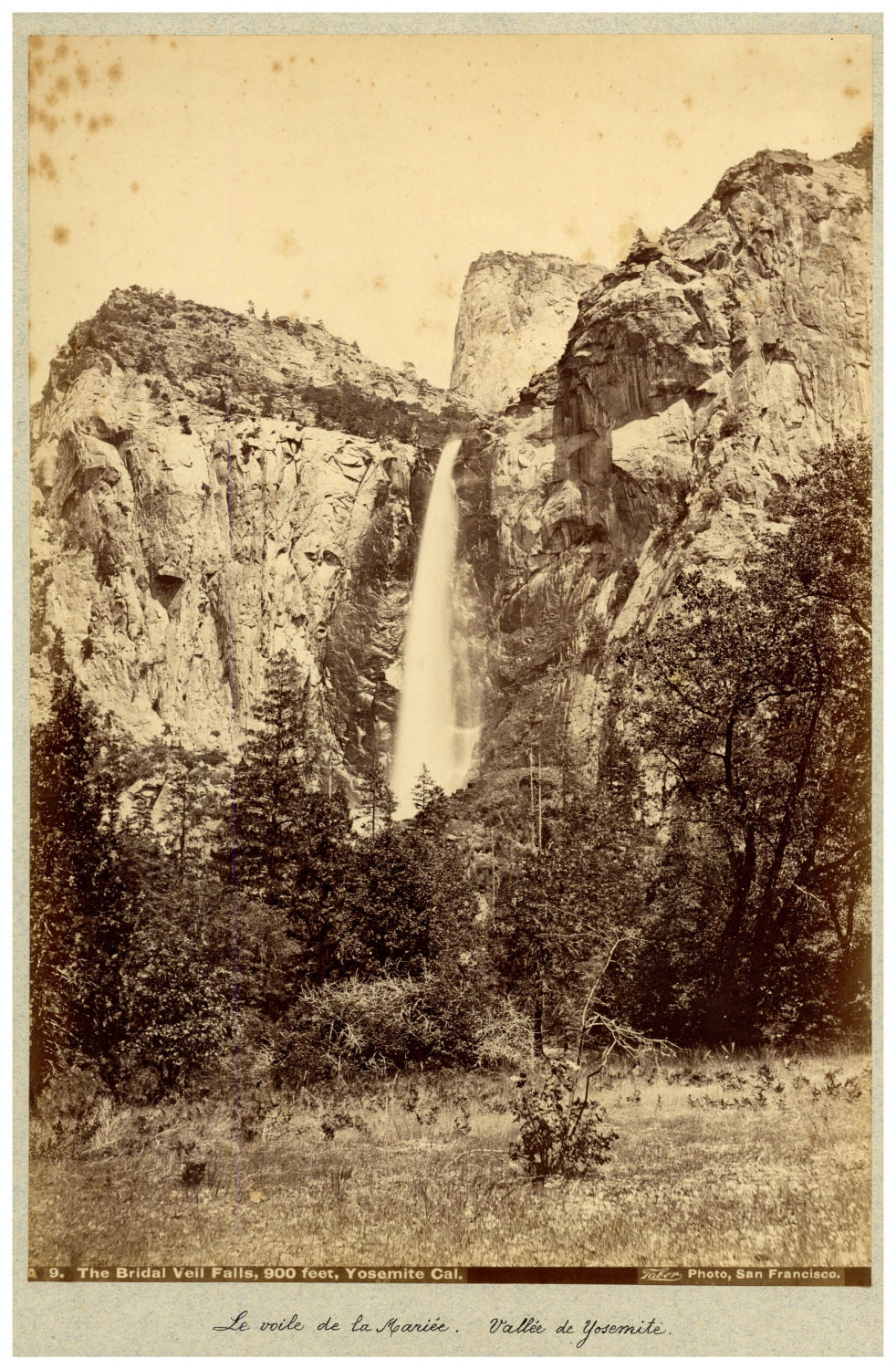 California, Yosemite Valley, The Bridal Veil Falls, Photo. Isaac West Taber Vint