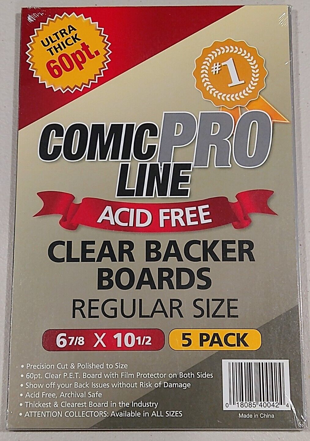 5-Pack Comic Pro Line Thick 60pt Crystal Clear Acid Free Backing Boards Regular