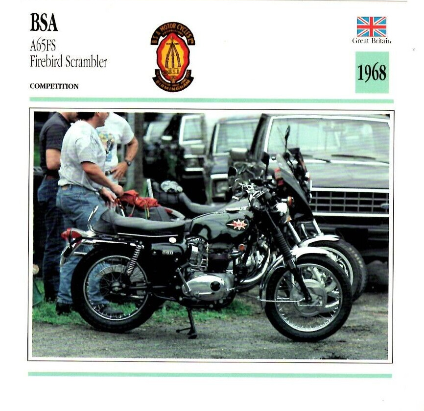 BSA A65FS Firebird Scrambler 1968  Edito Service Atlas Motorcycle Card