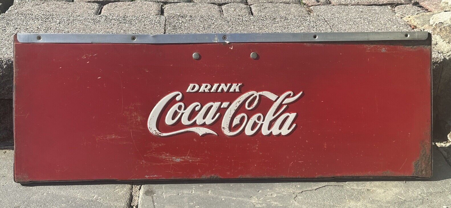 Original Vintage Coca Cola Advertising Door From Old Vending Machine Rare Emboss