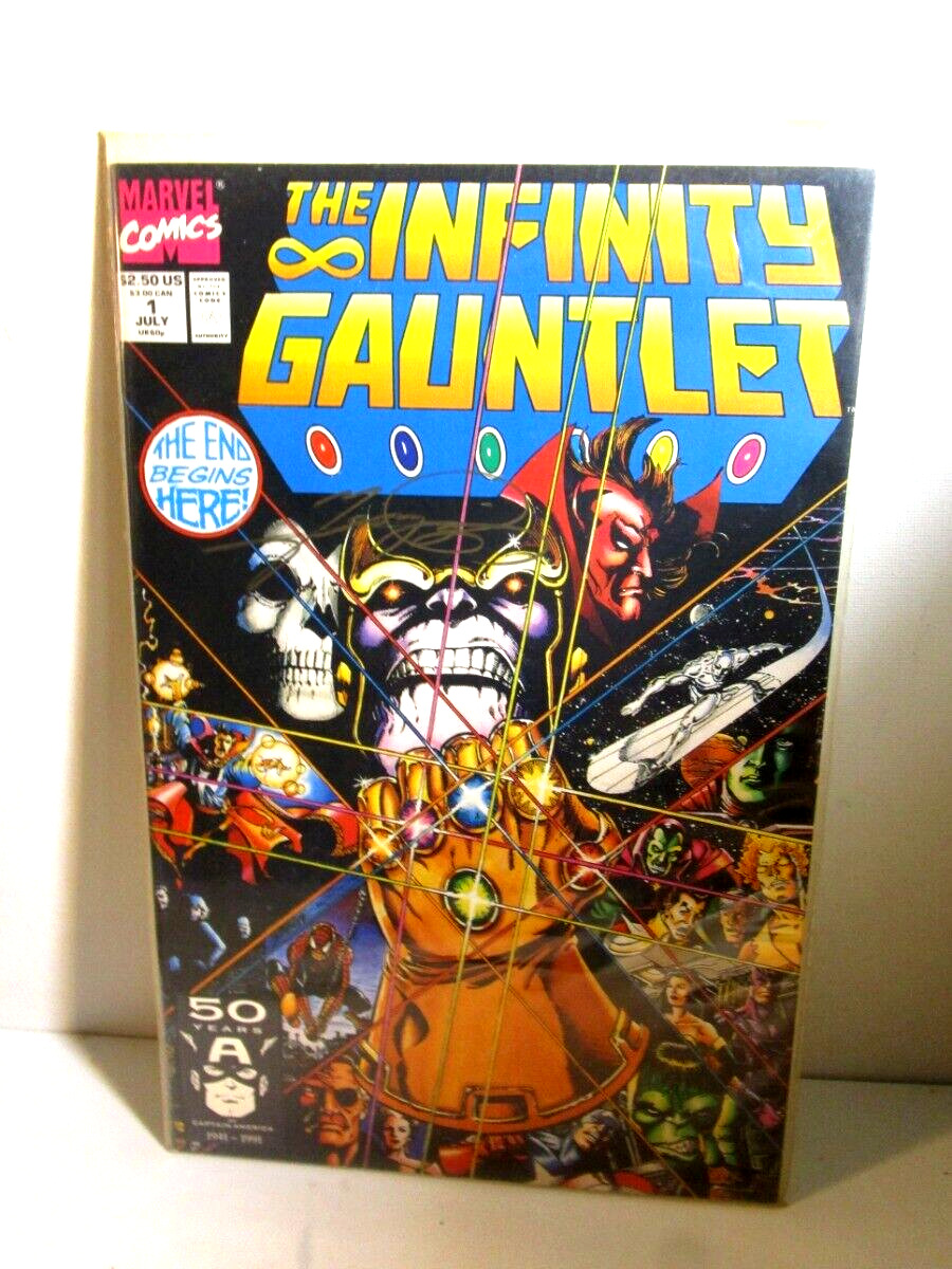 SIGNED INFINITY GAUNTLET #1 1991 MARVEL SIGNED BY GEORGE PEREZ BAGGED BOARDED