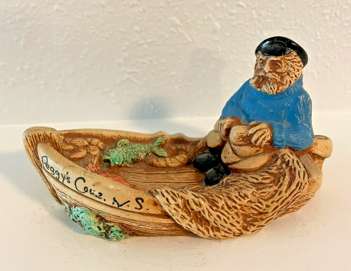 Vintage Woodlander Old Sailor Fisherman Boat Stoneware handpainted England 70s