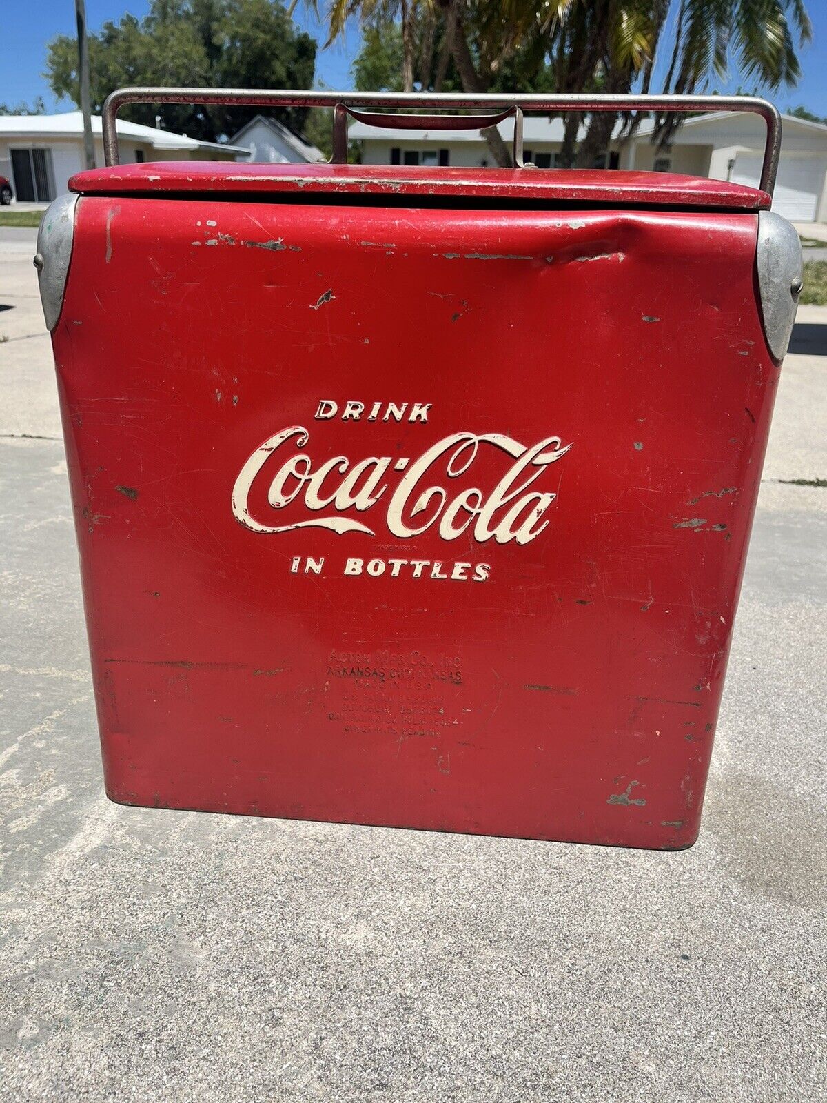 Vintage 1950s Coca Cola Cooler Ice Chest Action Mfg With Metal Tray