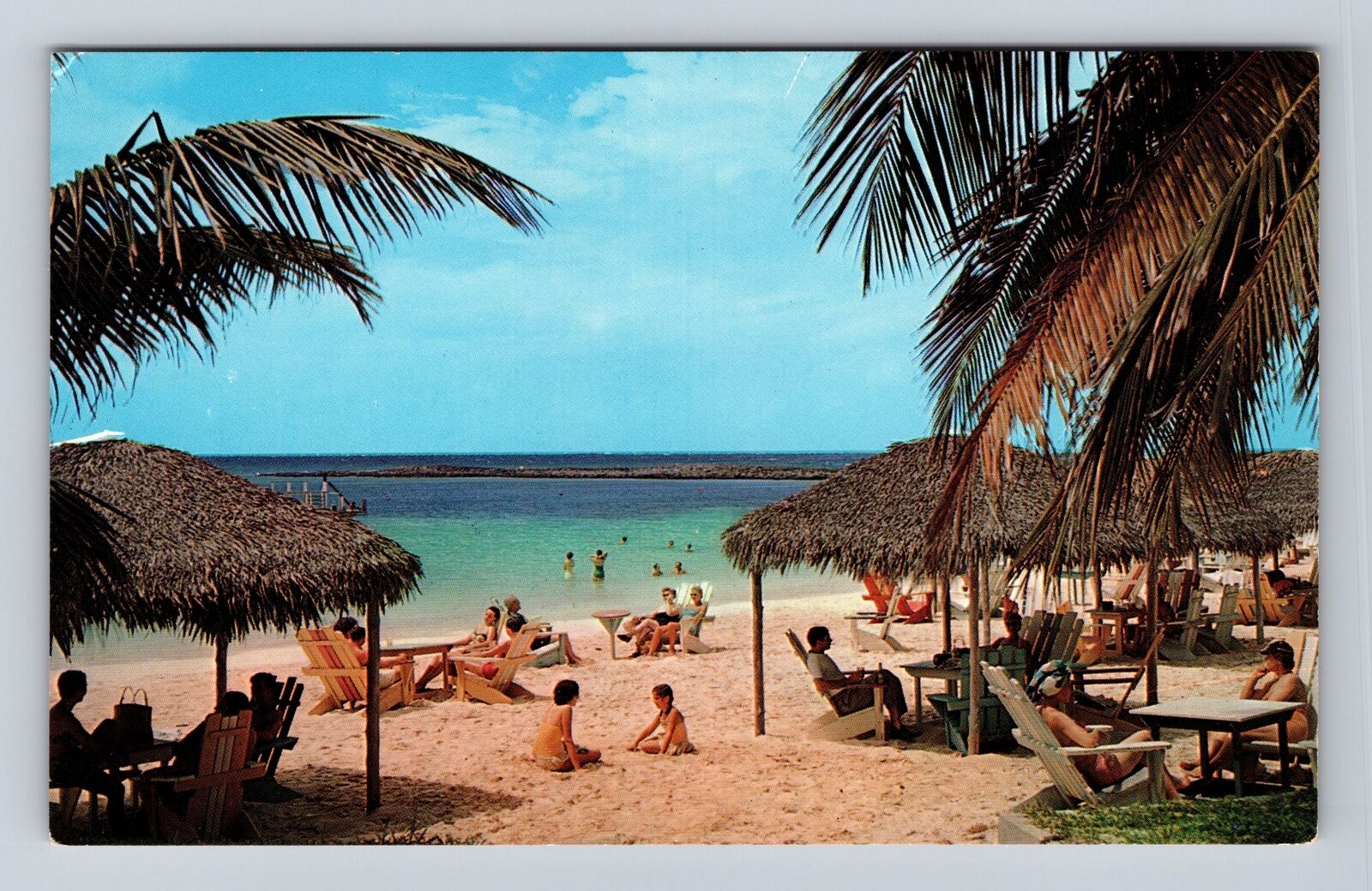 Nassau-Bahamas, Paradise Beach, Antique, Vintage Souvenir Postcard