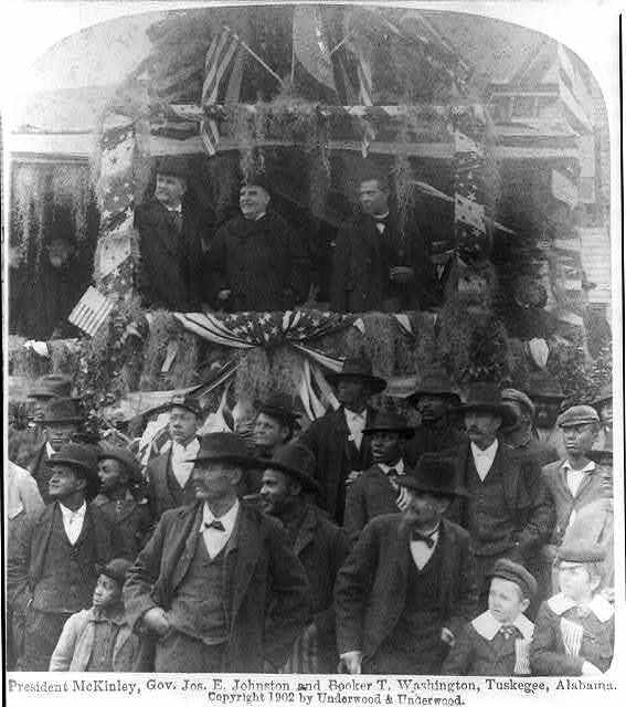 President McKinley, Gov Jos E Johnston and Booker T Washington, Tu- Old Photo