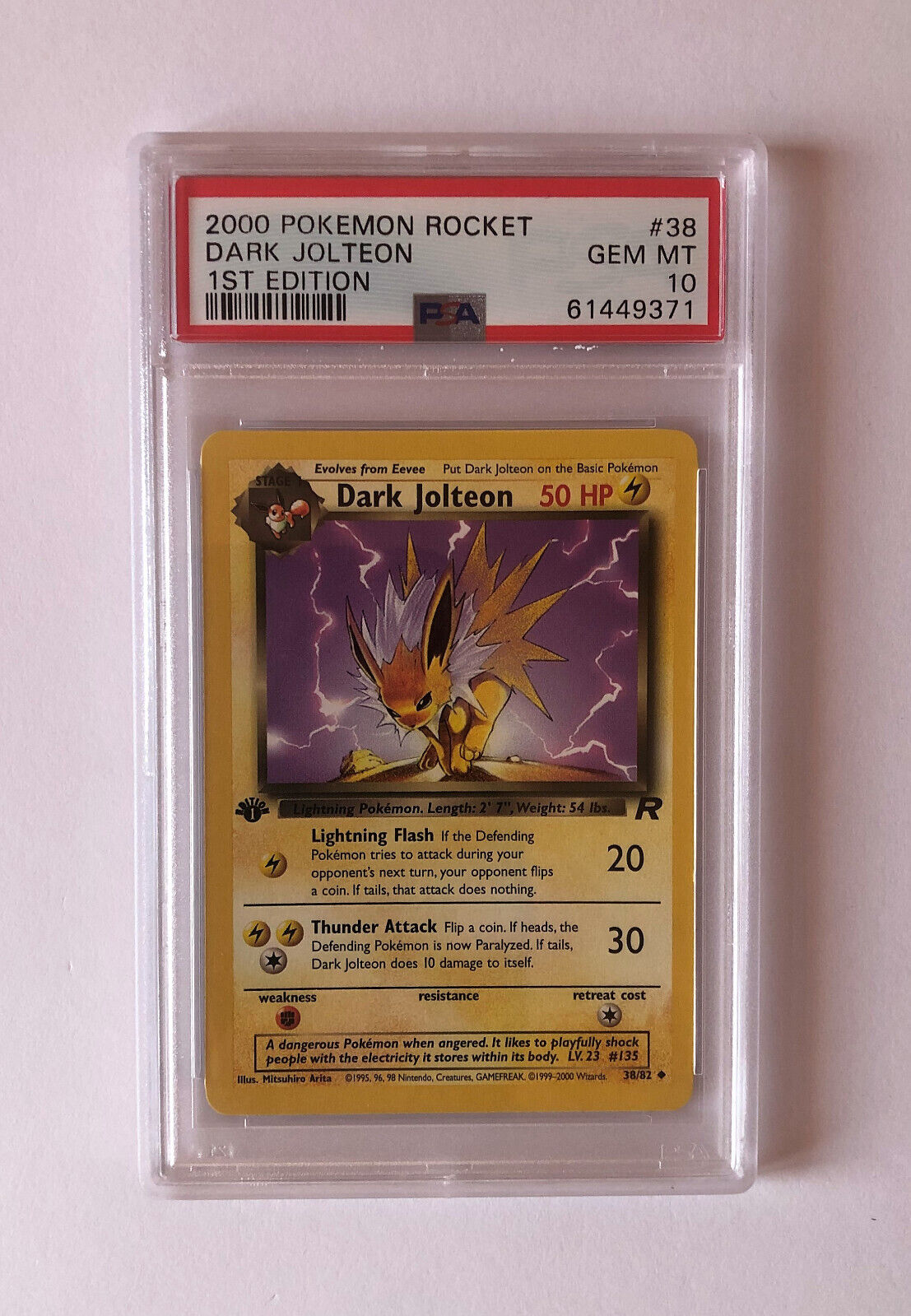 2000 PSA 10 Pokemon Dark Jolteon Team Rocket 38/82 1st Edition Rare Gem Mint