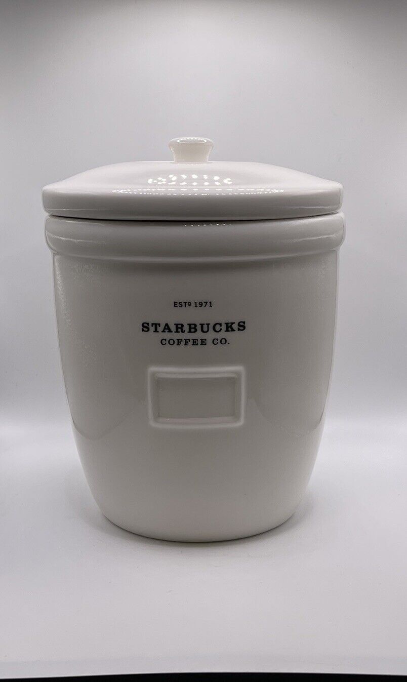 VTG 2002 Starbucks Abbey Barista Coffee Canister Cookie Jar White Ceramic 64 Oz