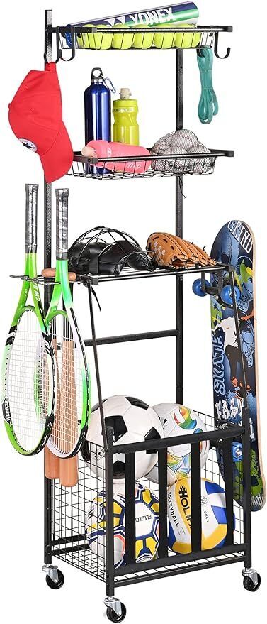 Sports Equipment Storage for Garage, Indoor/Outdoor Sports Rack for Garage