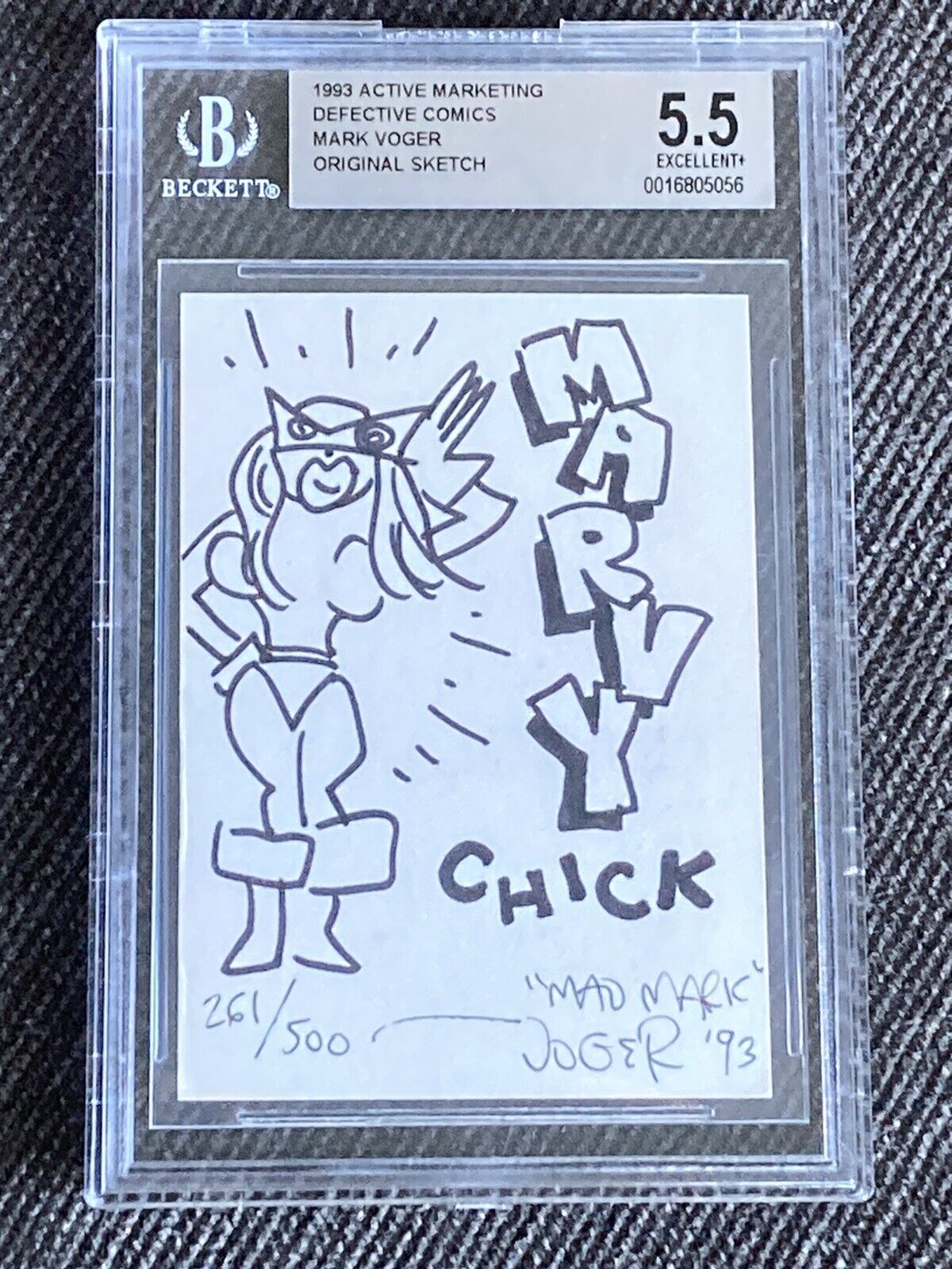 1993 Defective Comics Mark Voger Sketch Card Pop 1 - THE FIRST SKETCH CARD EVER