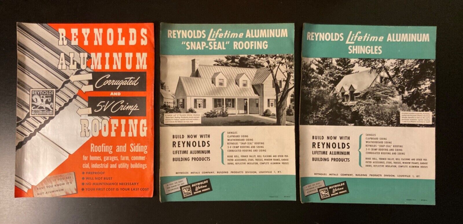 Lot of 3 Vintage Reynolds Aluminum Roofing Advertisement Brochures / Booklets
