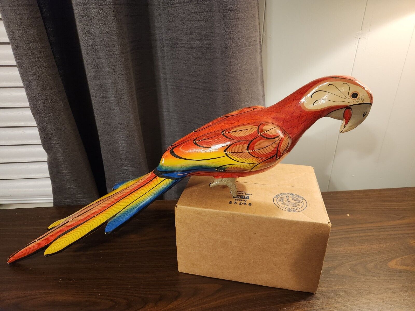 Vintage Paper Mache 26 Inch Macaw Parrot