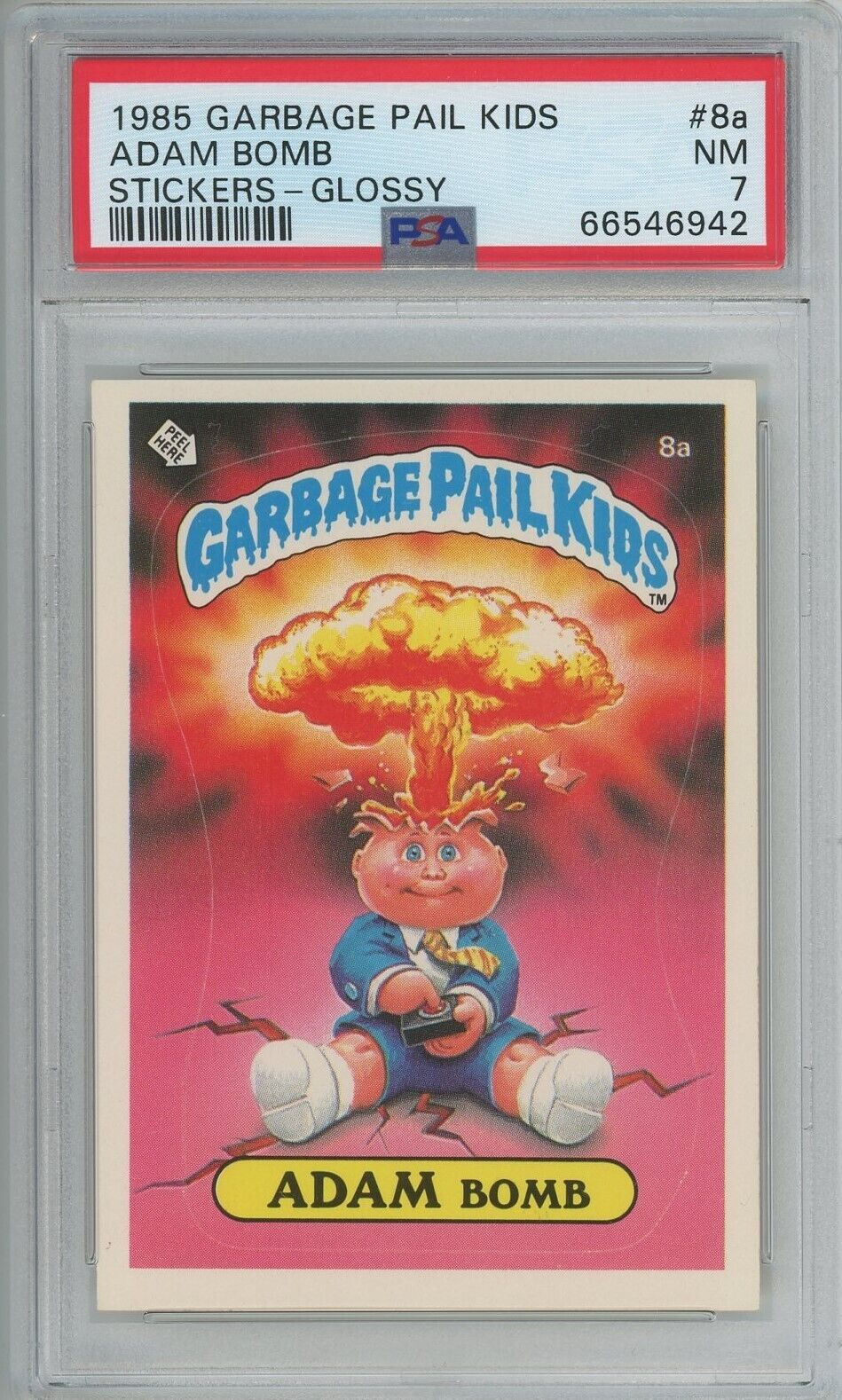 1985 Topps OS1 Garbage Pail Kids Series 1 ADAM BOMB 8a GLOSSY Card PSA 7 NM