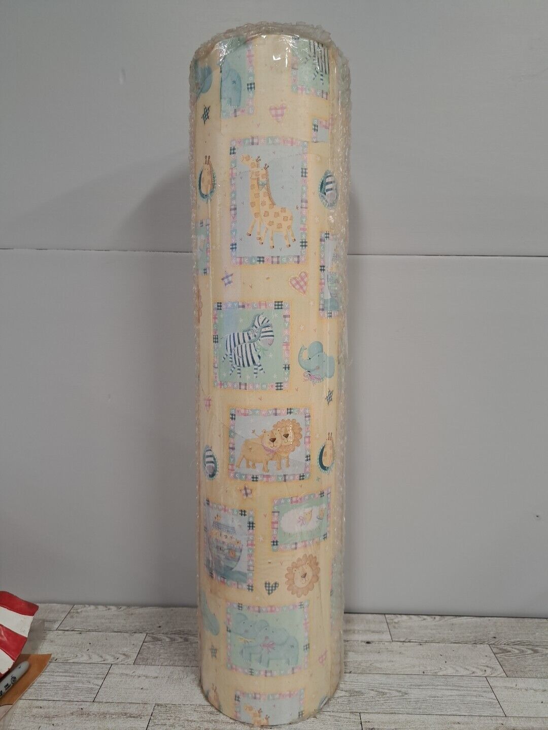 Vtg Department Store Gift Wrap Paper Roll Baby Zoo Animal Birthday 24\