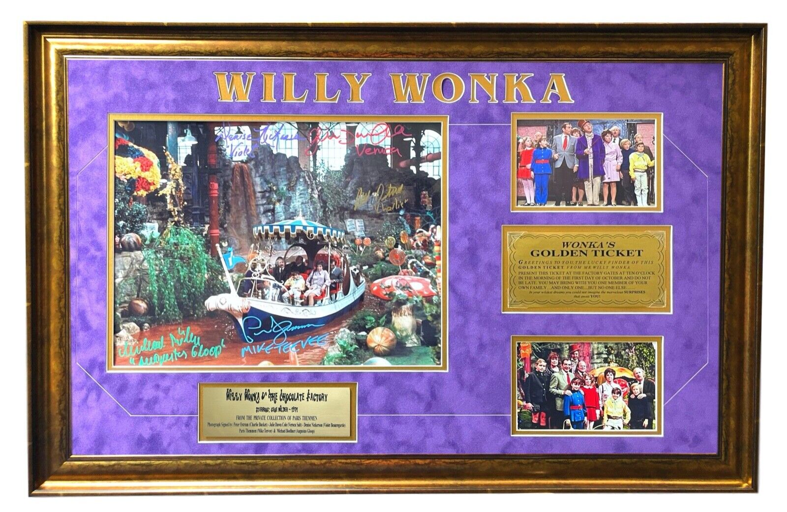 FRAMED WILLY WONKA COLLAGE AUTOGRAPHED, SIGNED BY FIVE + BONUSES 32\