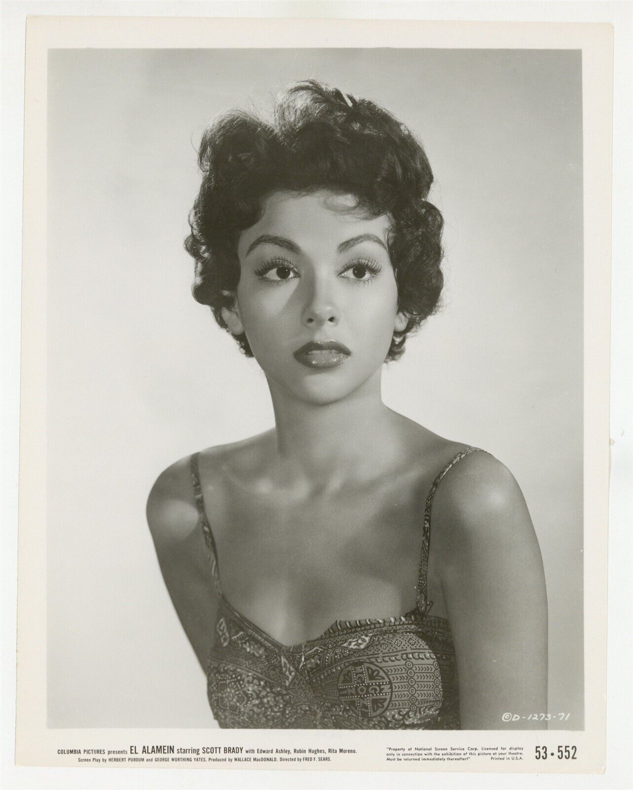Rita Moreno 1953 Stunning Portrait Original Columbia Studios Glamor Photo J9840