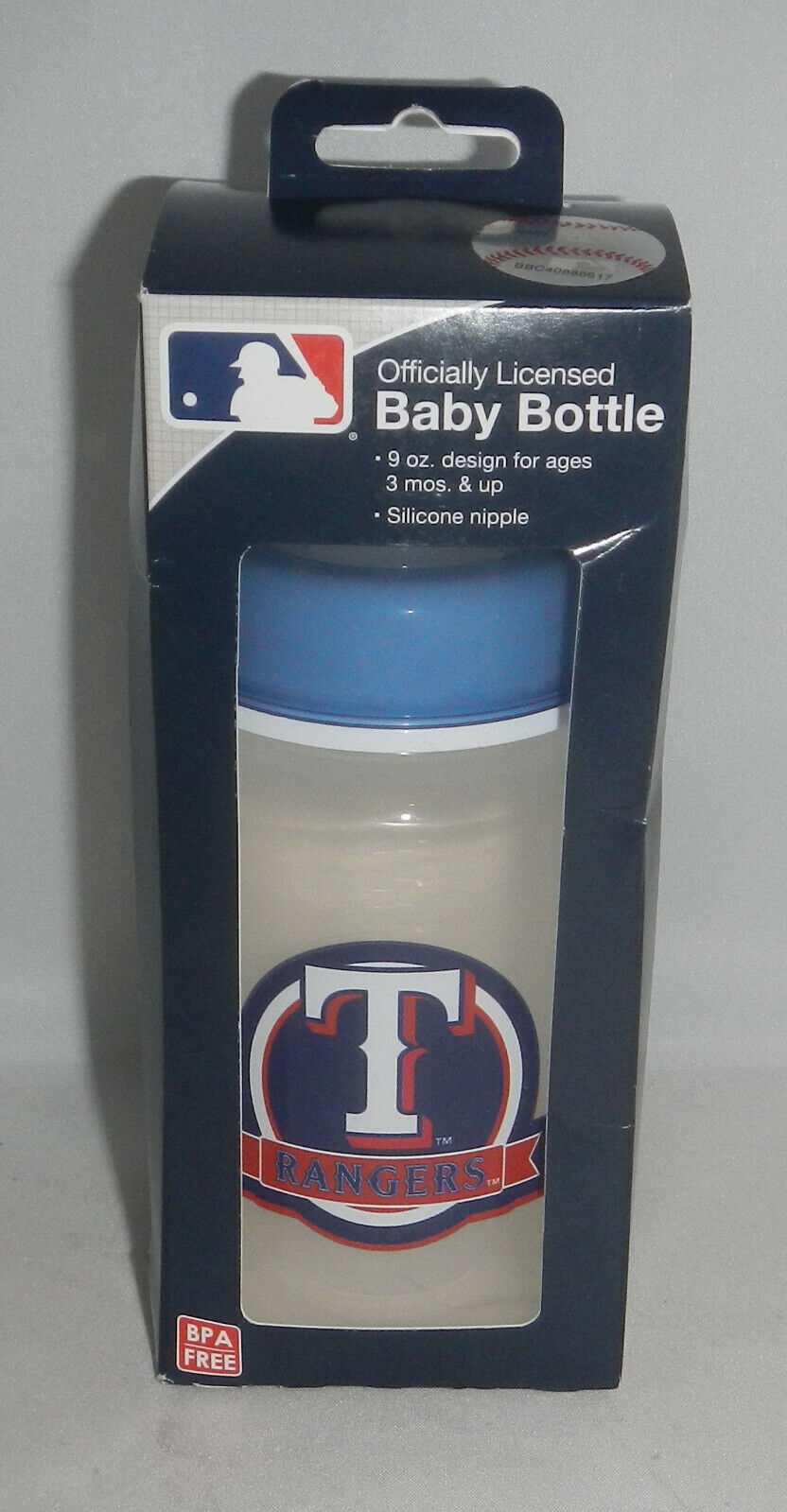 NIB Texas Rangers MLB Baseball Logo 9oz Baby Bottle BPA Free w/ Silicone Nipple