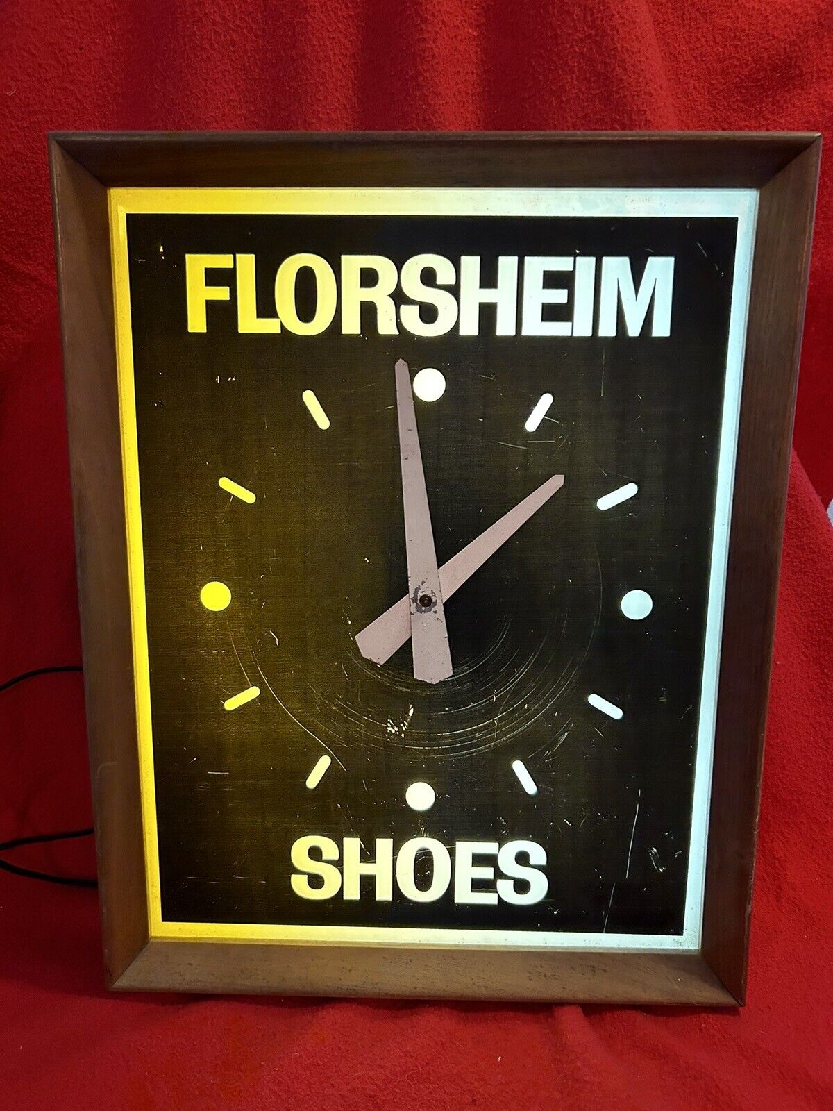 Vintage Lighted Clock Advertising Store Sign  Florsheim Shoes Display