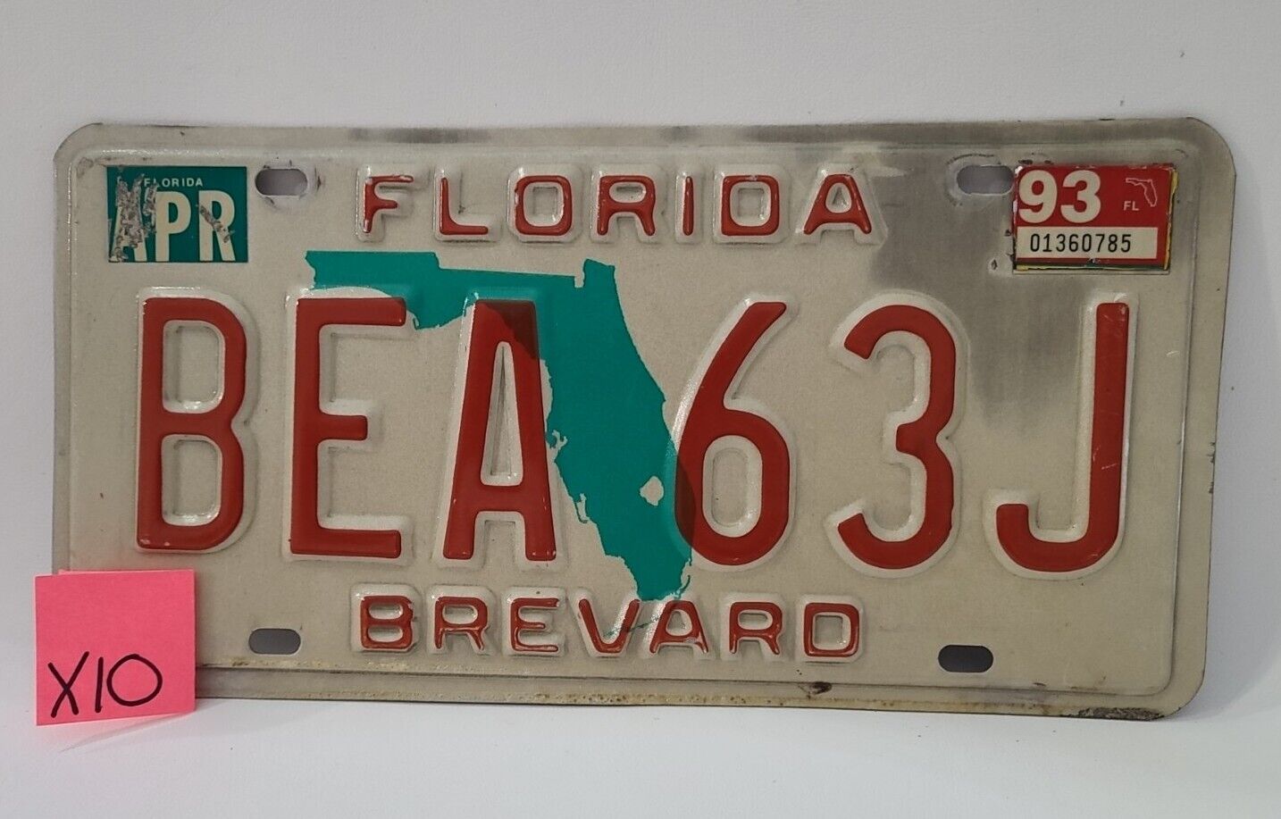 1993 Florida License Plate BEA 63J Brevard Vintage Metal Old Damage Read ⬇ X10