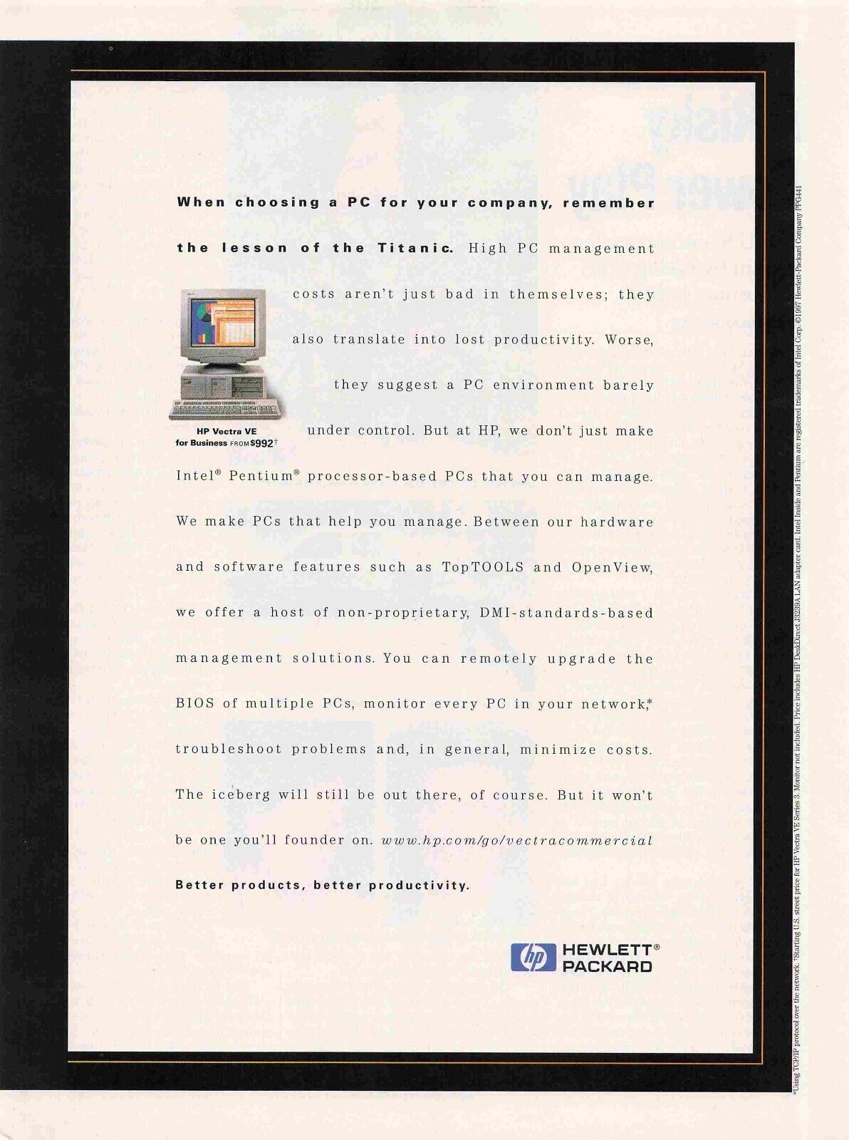 Hewlett Packard Hp Vectra Ve Computer Ad 1990S Vtg  Magazine Print Ad 8X11