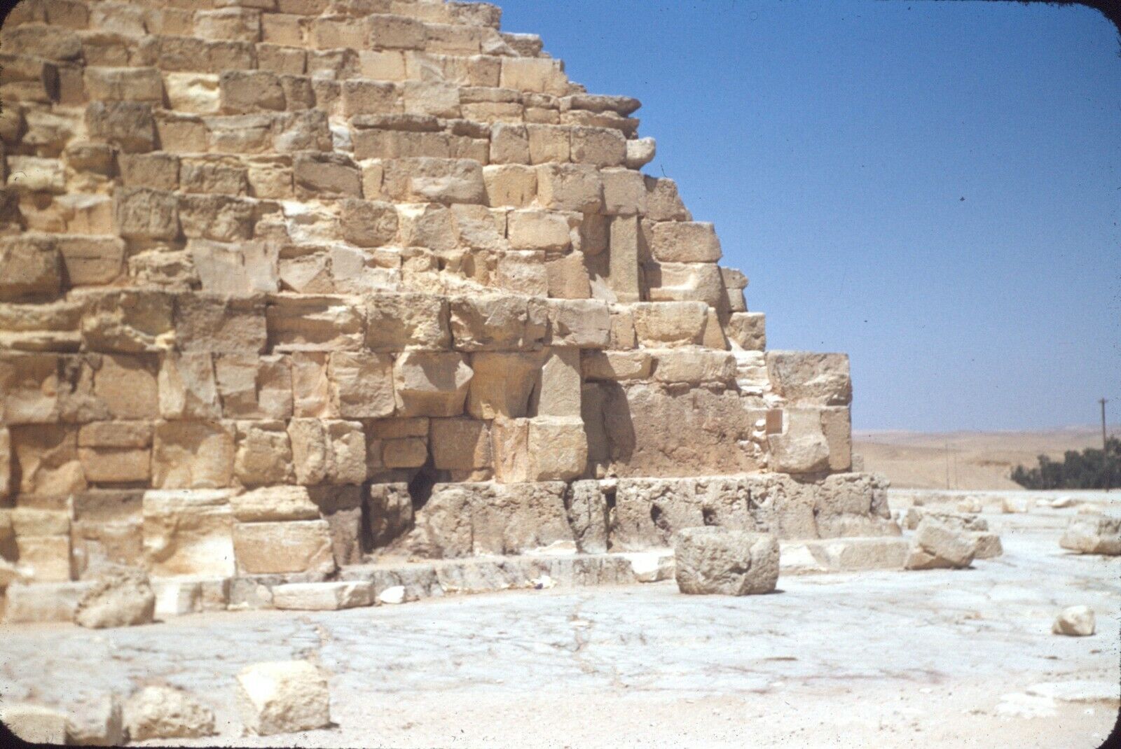 1955 Ancient Cairo Egypt Ruins Pyramid Rocks 1950s Red Border Kodachrome Slide