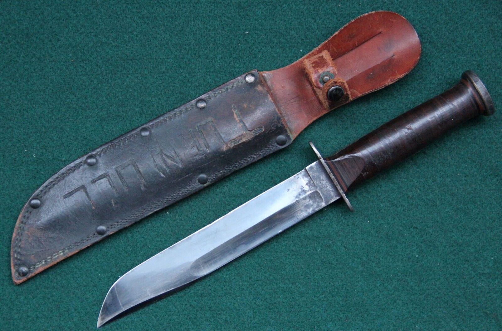 Vintage WW2 WWII US Western G46 - 8 Knife & Scabbard Blued Blade 