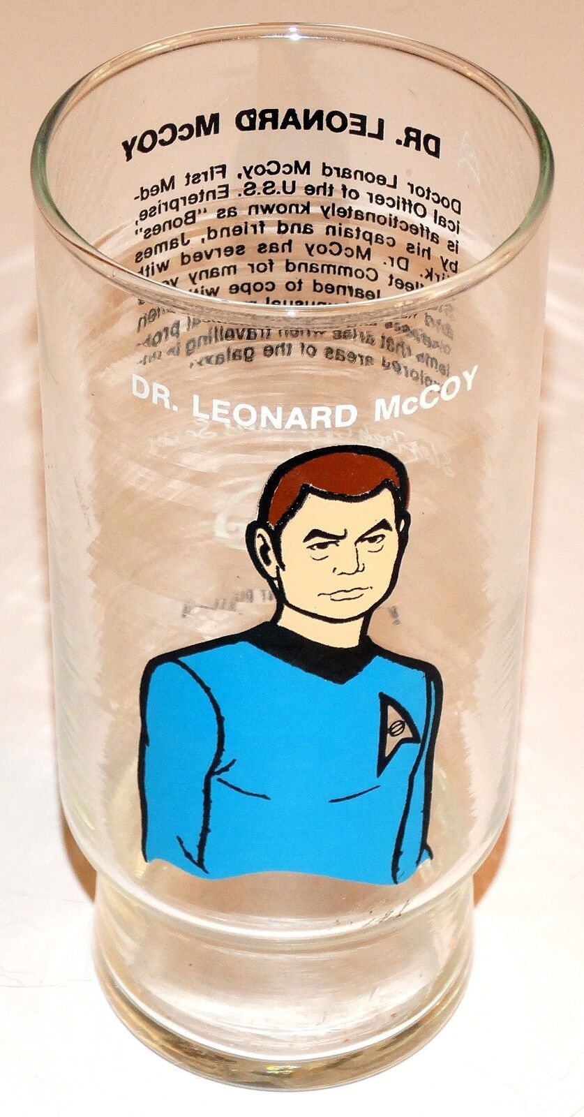 Star Trek TOS Dr. Leonard McCoy Dr Pepper Glass 1976 Paramount Pictures Vintage