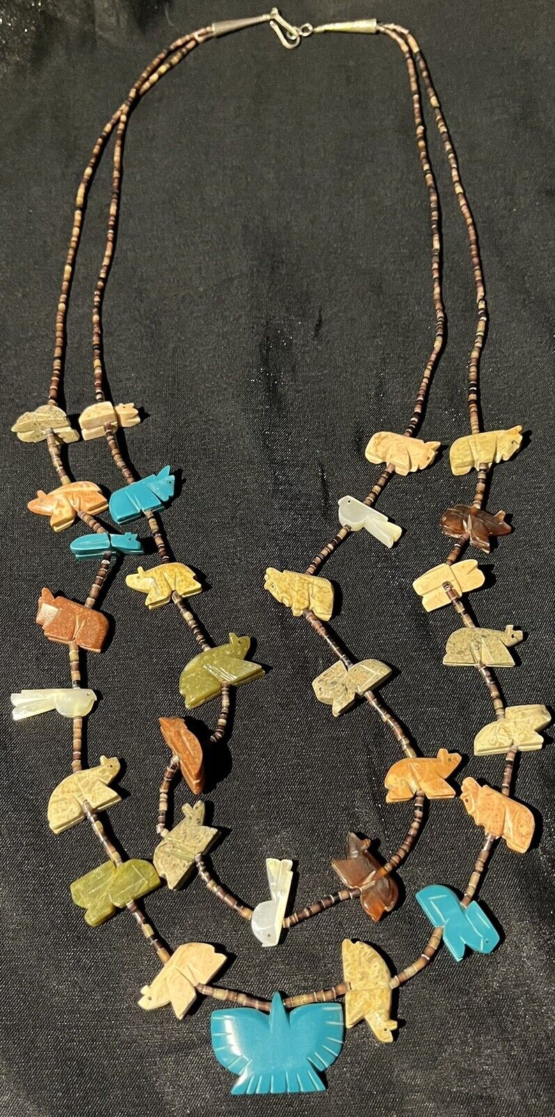 Old ZUNI Native American HAND-CARVED Fetishes Necklace