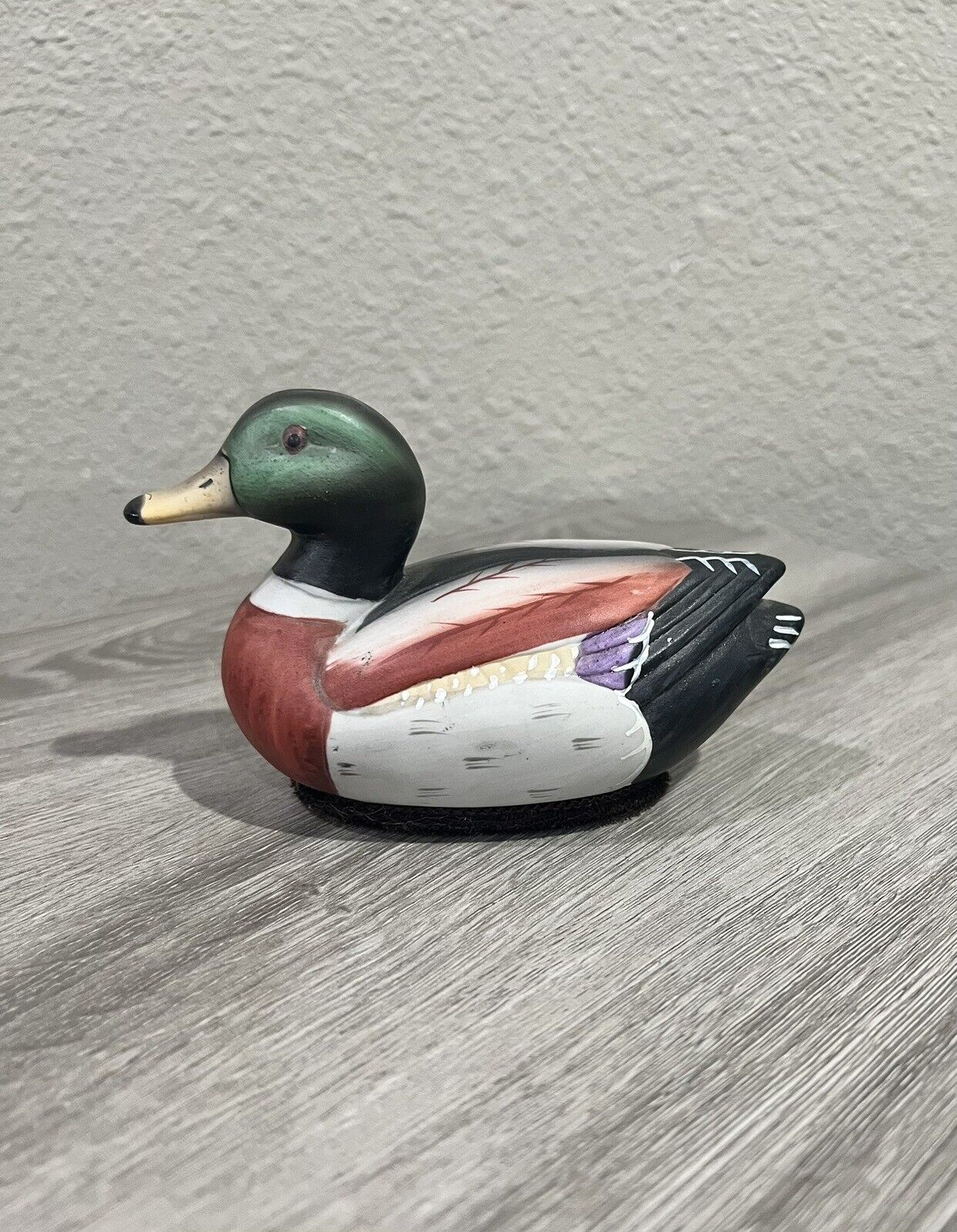 Vintage Jasco Mallard Duck, Hand Painted Porcelain, Lint Remover Brush, 1980\'s