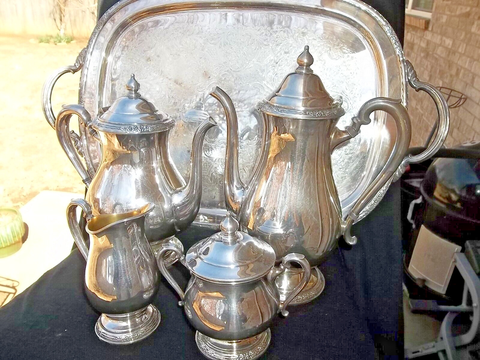 5 PC TEA / COFFEE  SERVER CAMILLE  HOLLOWARE W/ TRAY  BY INTERNATIONAL SILVER CO