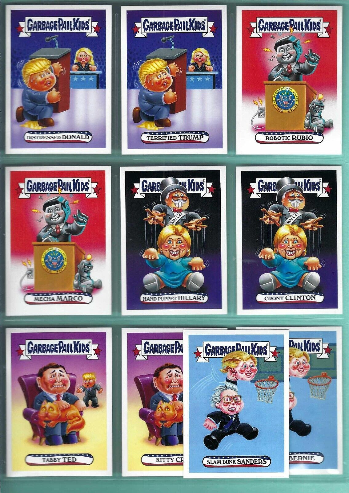 2016 GPK SUPER TUESDAY Presidential Candidate Complete Set Garbage Pail Kids