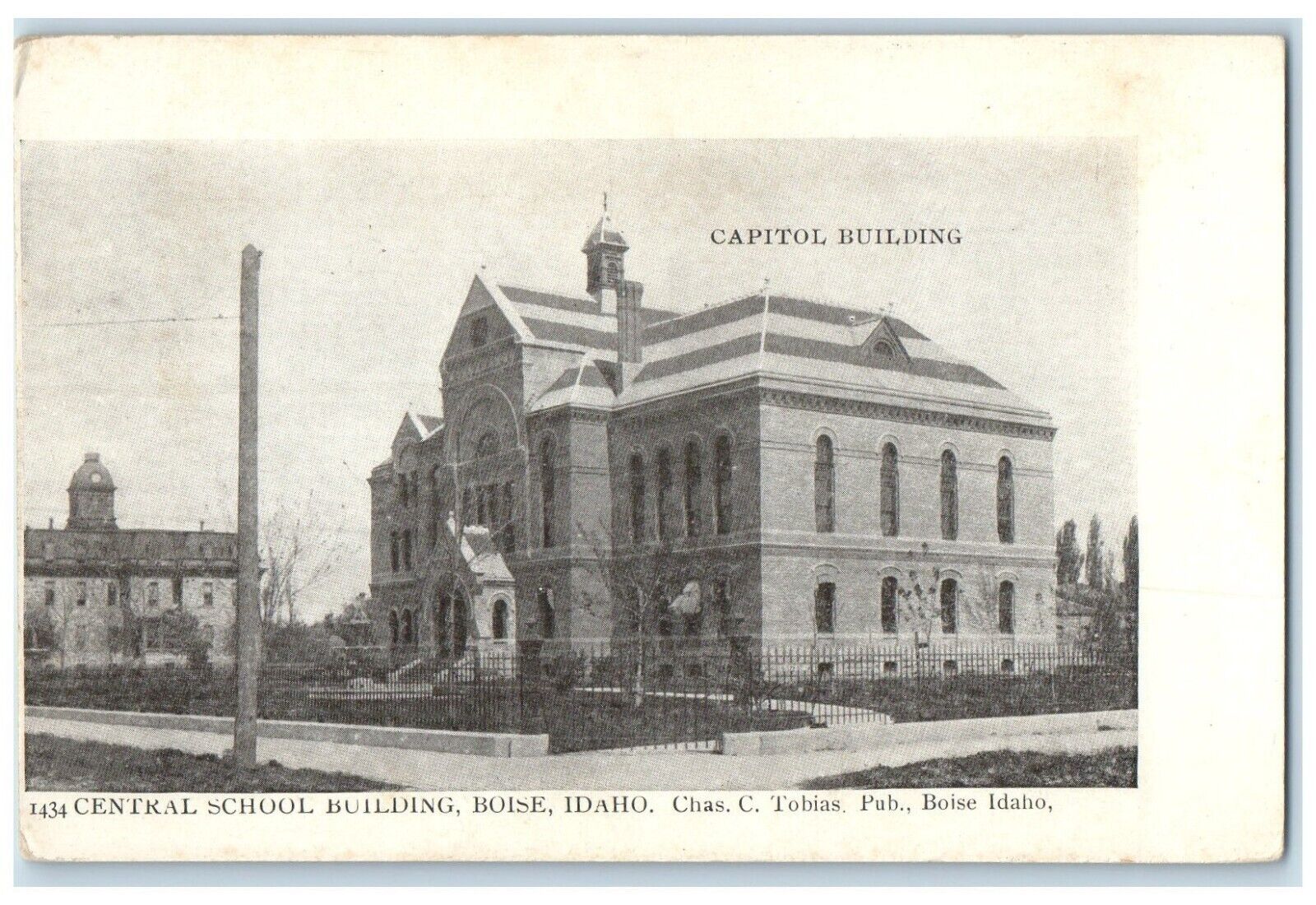 c1905 Central School Building Boise Idaho ID, Capitol Building Antique Postcard