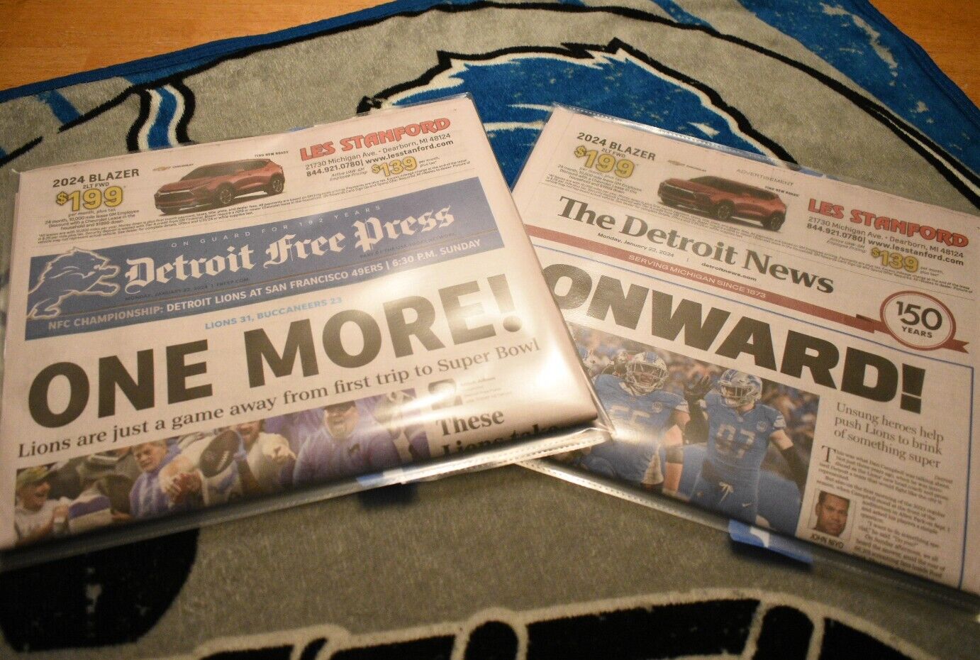 DETROIT LIONS PLAYOFF WIN #2 🦁 ONE MORE & ONWARD BOTH 1/22/24 Newspapers